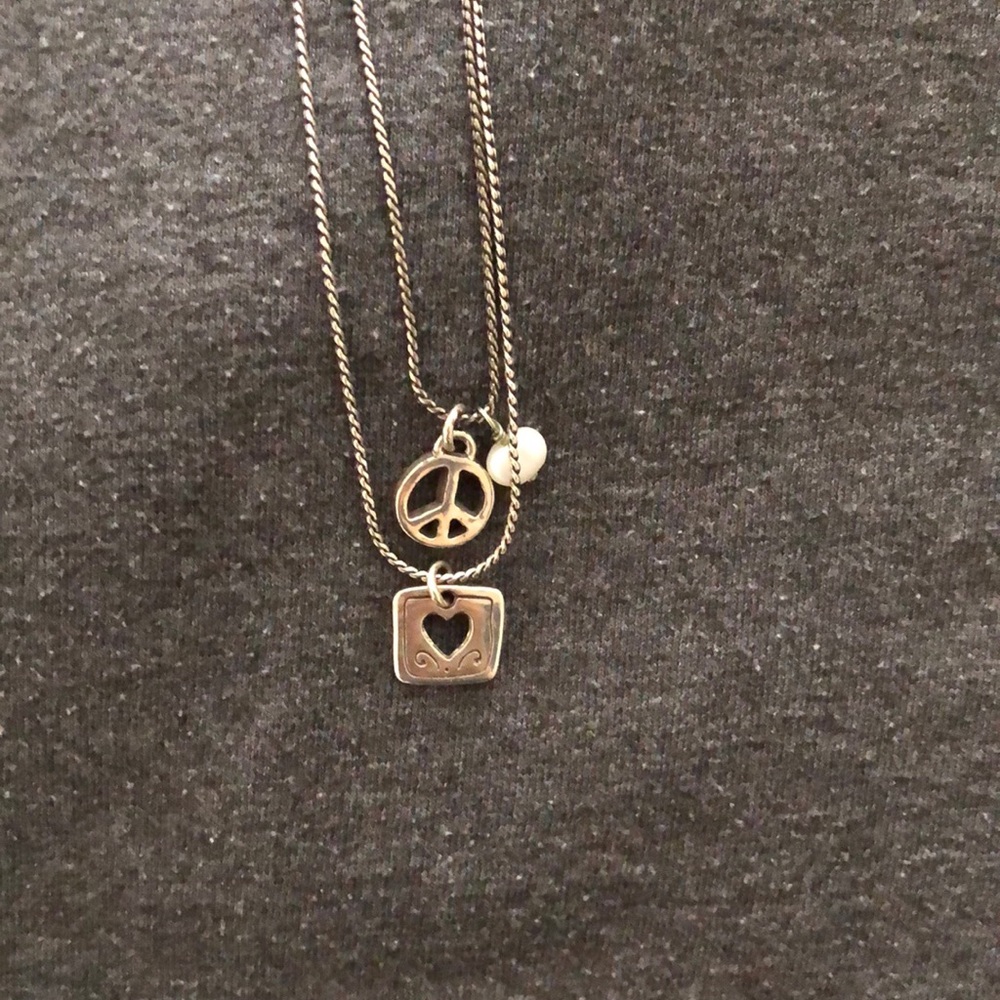 Brighton double chain peace necklace